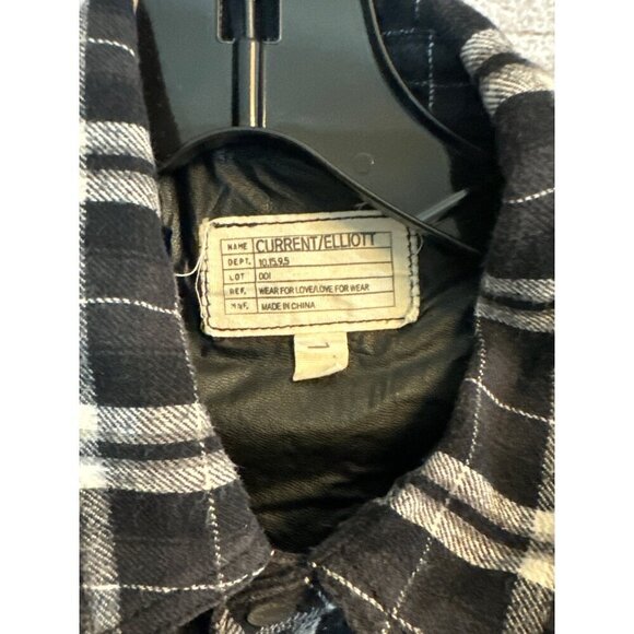 Current/Elliott Plaid Shirt With Faux Leather Accents Size 1/S - Picture 2 of 3